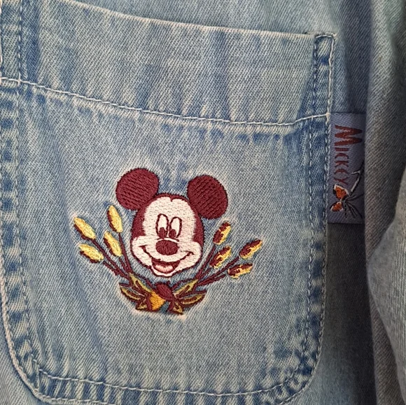 Vintage Disney Mickey Mouse long sleeve button down denim shirt corduroy… - Picture 4 of 8
